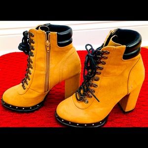 Natural colored suede ankle boots